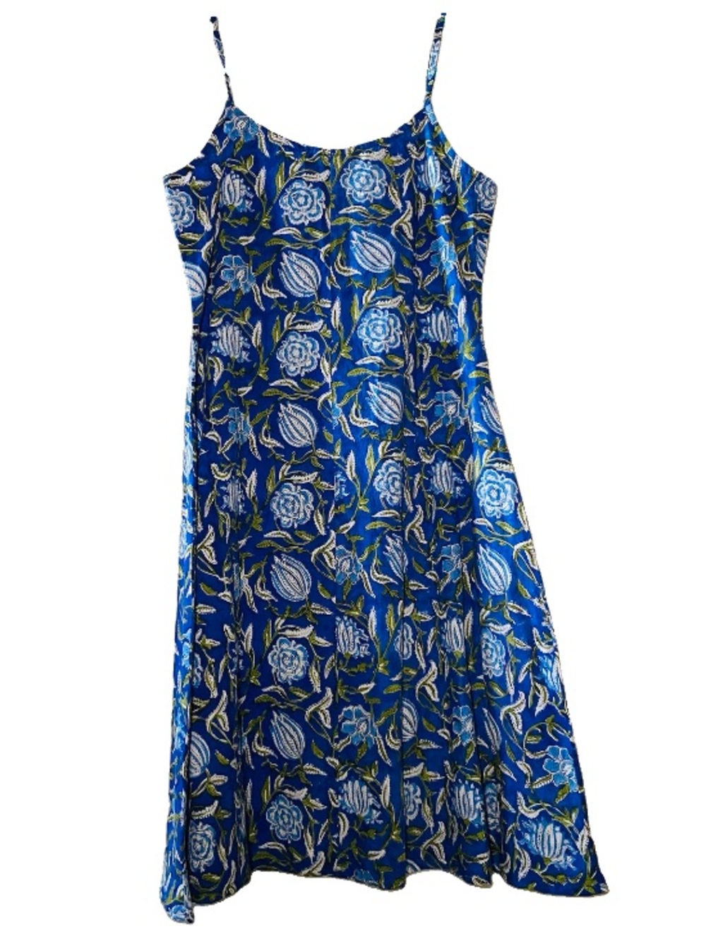 Walton’s Boutique Fort Kochi India Blue Floral Slip Dress with Spaghetti Straps